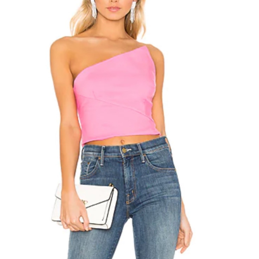 Pink strapless asymmetrical top NWT